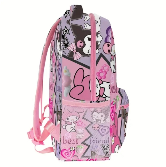 Sanrio Black Rice My Melody Cartoon Pink Backpack - Picture 2 of 6